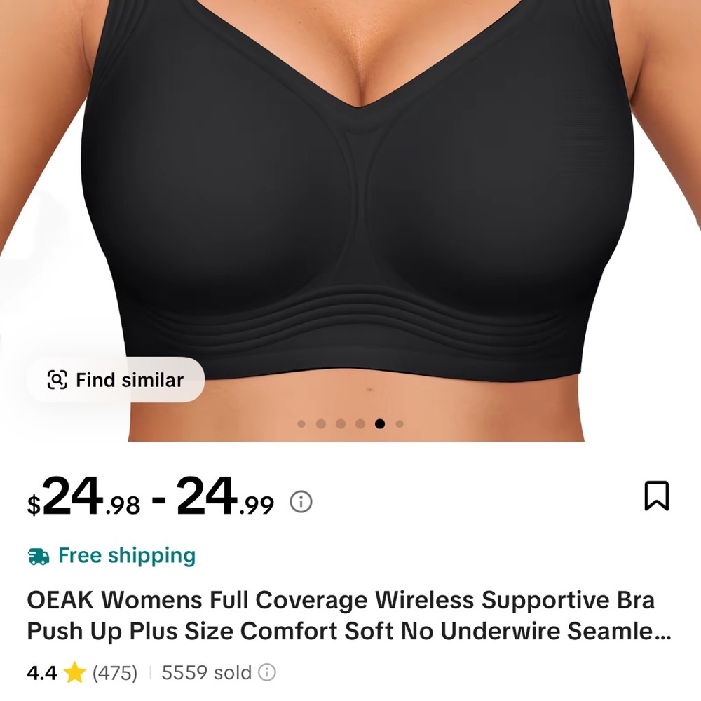 Black Wireless Supportive Bra